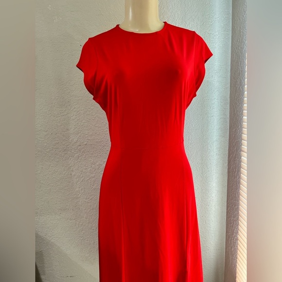 Banana Republic Red Soft Ponte Midi Dress with Slit right side leg split - Picture 10 of 15